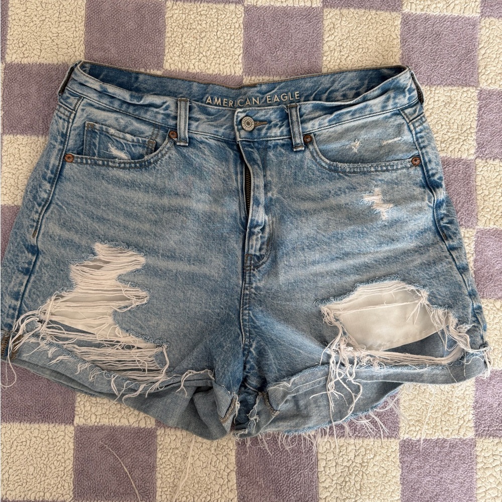 American Eagle Outfitters Light Blue Ripped Jean Shorts
